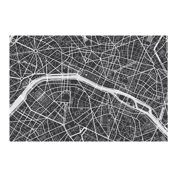 Obraz Homemania Maps Paris Black, 70 × 100 cm