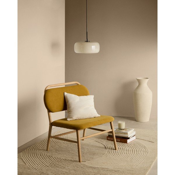 Ženilkové kreslo v horčicovej farbe Helda – Kave Home-image-1