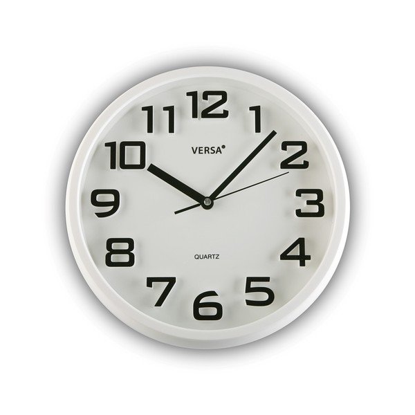 Čierno-biele nástenné hodiny Versa Basic Clock, 33 cm