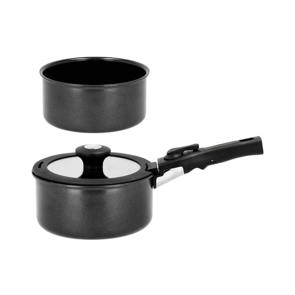 Hliníková súprava rajnice s nepriľnavým povrchom s odnímateľnou rukoväťou a pokrievkou 2 ks 2,4 l – Holm