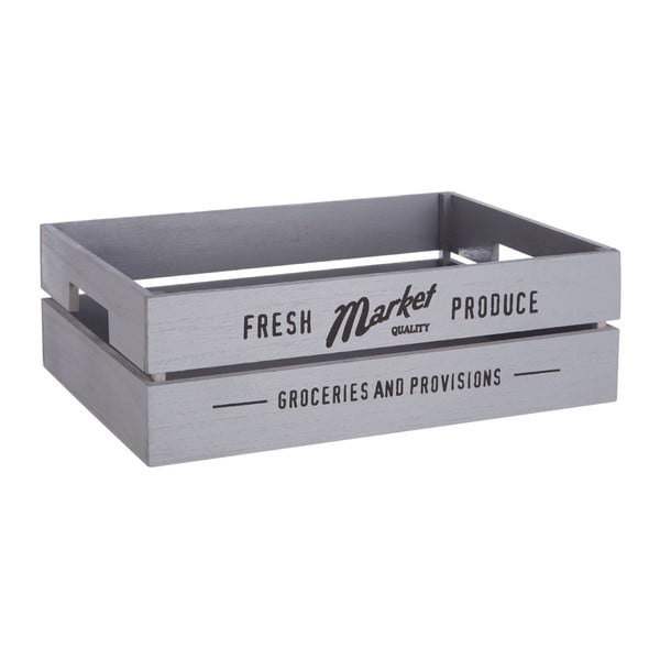Sivý drevený úložný box na zeleninu Premier Housewares Farmers Market, 28 × 38 cm