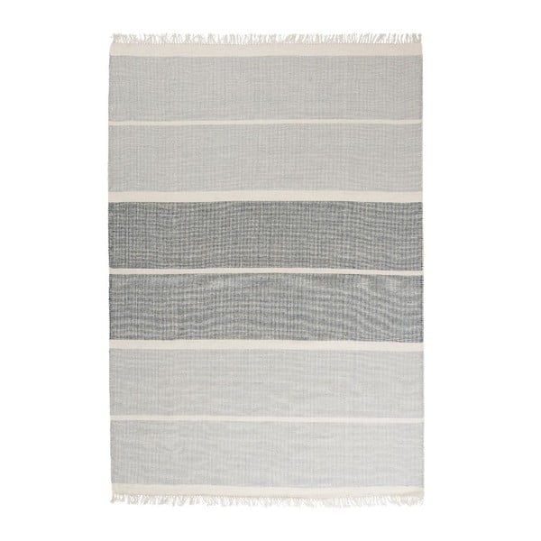 Modrý ručne tkaný vlnený koberec Linie Design Reita, 140 × 200 cm