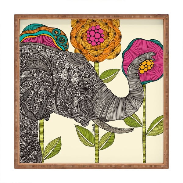 Drevený dekoratívny servírovací podnos Elephant, 40 × 40 cm