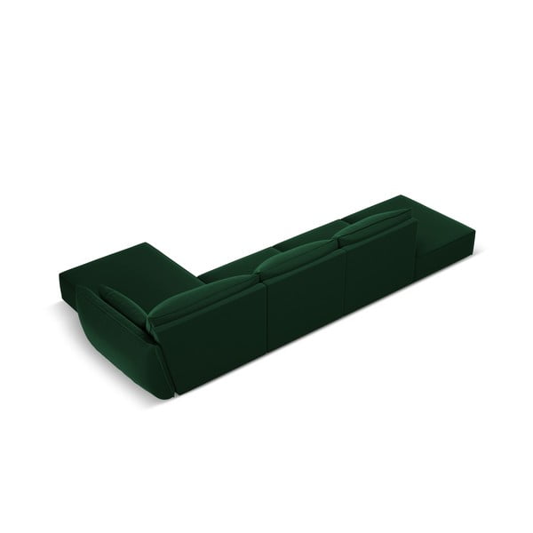 Tmavozelená zamatová rohová pohovka (pravý roh/s leňoškou) Vanda – Mazzini Sofas-image-3