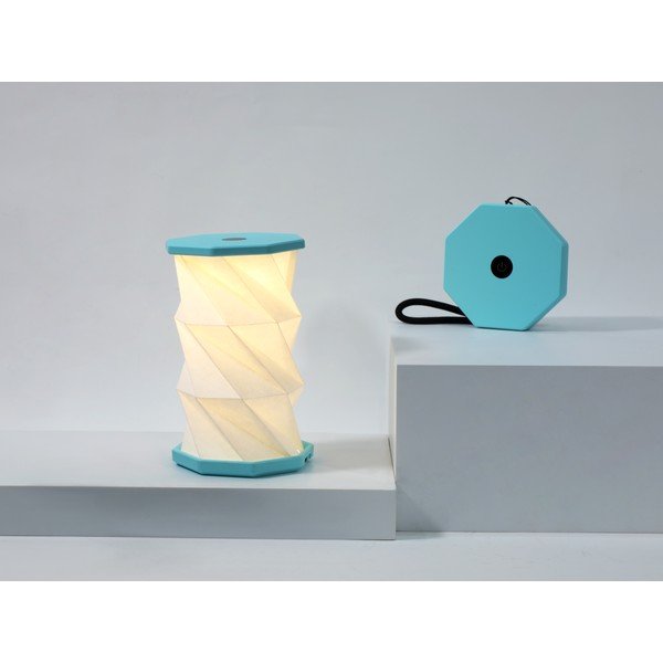 Biela/tyrkysovomodrá prenosná svetelná dekorácia na USB ø 8 cm Twist – Gingko-image-3