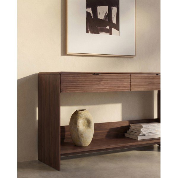 Komoda v dekore orecha v tmavo prírodnej farbe 120x81x35 cm Norlen – Kave Home-image-1