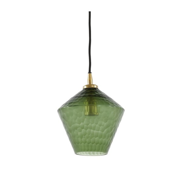 Zelené závesné svietidlo so skleneným tienidlom ø 20 cm Delila – Light & Living