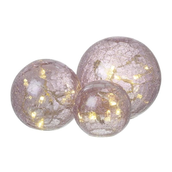 Sada 3 svetelných dekorácií Crackle Ball