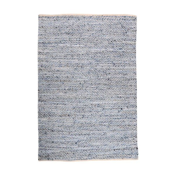 Denimový koberec prepletený kožou Atlas Blue/Ivory, 160x230 cm