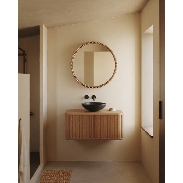 Nástenné zrkadlo s dreveným rámom ø 60 cm Polke – Kave Home-image-1