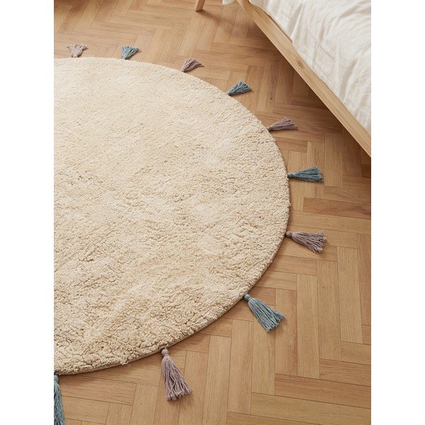 Krémovobiely prateľný/ručne tkaný bavlnený detský koberec ø160 cm Snuggle Sunna – Hanse Home-image-2