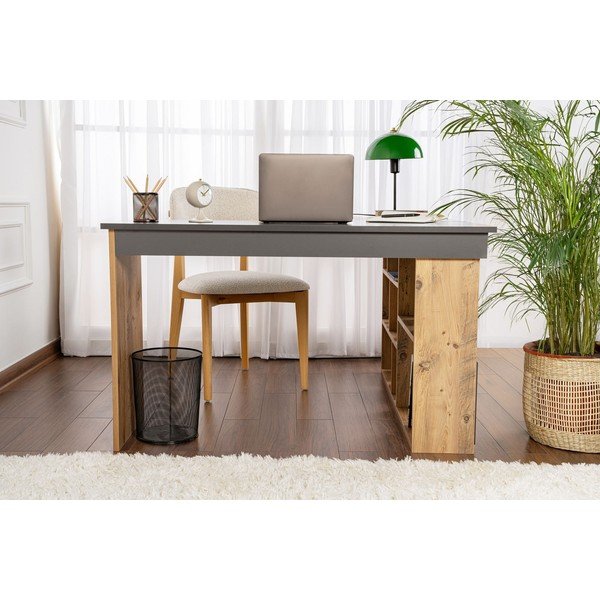 Pracovný stôl v dekore borovice 120x130 cm Vesper – Kalune Design-image-4