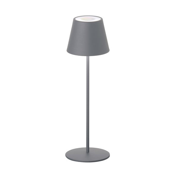 Sivá LED stmievateľná stolová lampa so senzorom pohybu a s kovovým tienidlom (výška 38 cm) Consenza – Fischer &amp; Honsel