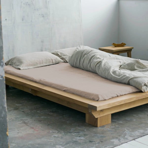 Svetlohnedá ľanová elastická plachta Linen Tales, 180 x 200 cm-image-1