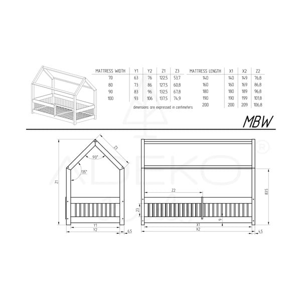 Domčeková detská posteľ z borovicového dreva v prírodnej farbe 80x200 cm Mila MBW – Adeko-image-3