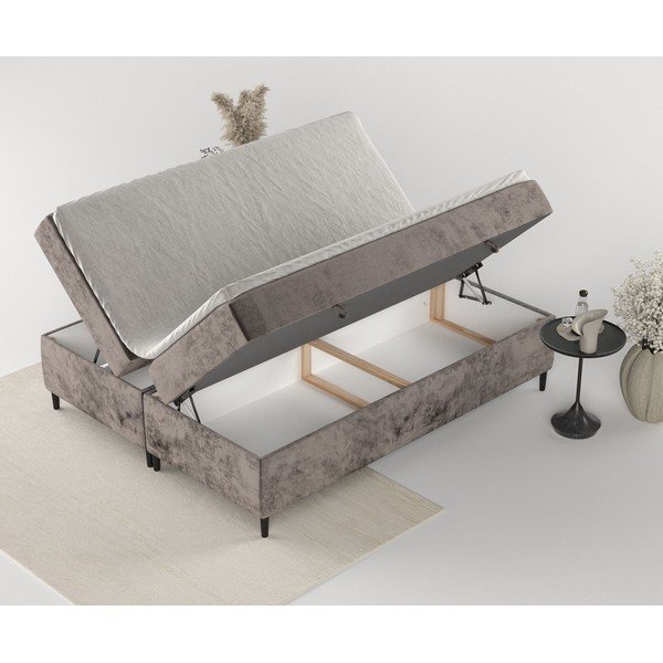 Hnedá boxspring posteľ s úložným priestorom 180x200 cm Araya – Maison de Rêve-image-4