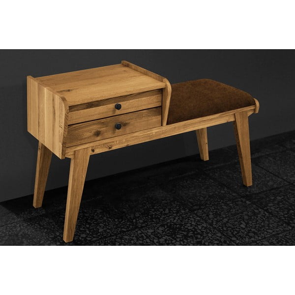 Lavica so zásuvkami z dubového dreva s oranžovým sedákom Retro - The Beds-image-3