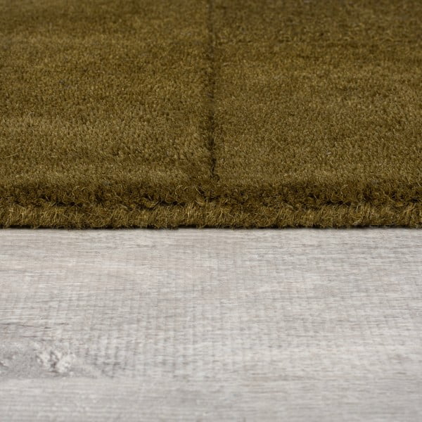 Kaki ručne tkaný vlnený koberec 120x170 cm Checkerboard – Flair Rugs-image-4