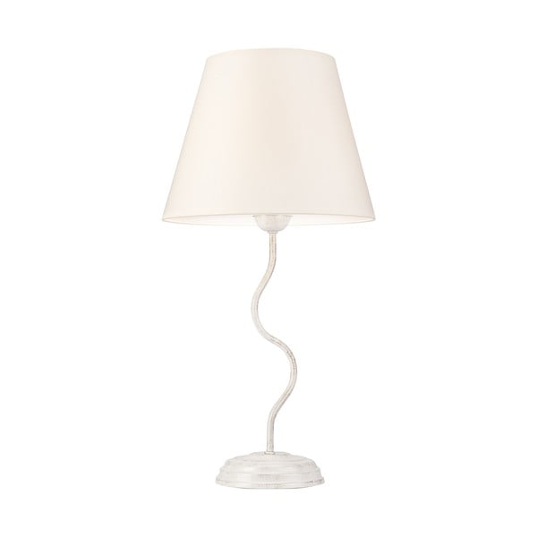 Biela stolová lampa s textilným tienidlom (výška  52 cm) Fabrizio – LAMKUR