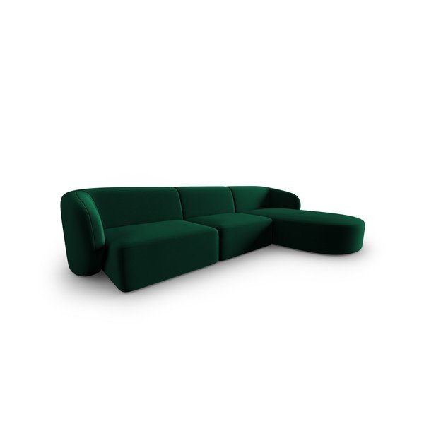 Zelená zamatová rohová pohovka (pravý roh/s leňoškou) Paolo – Milo Casa-image-1