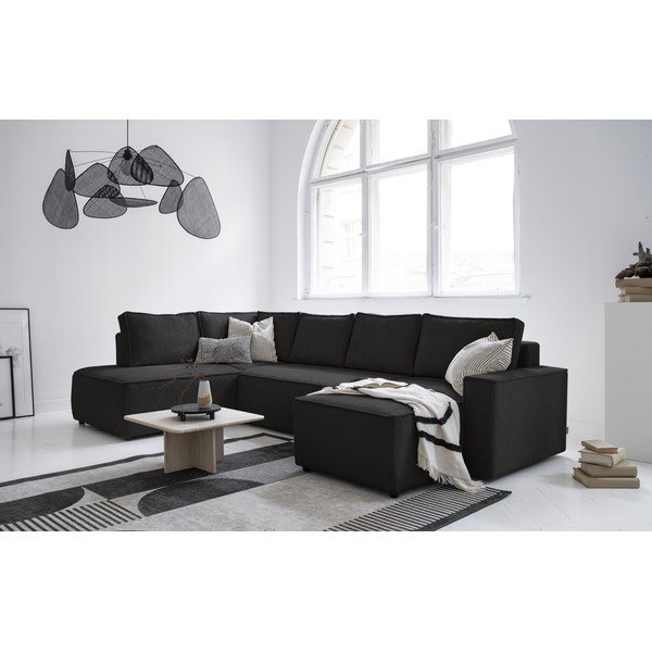 Antracitovosivá menčestrová rozkladacia rohová pohovka (ľavý roh/do tvaru "U") Brave Dave – Miuform-image-4