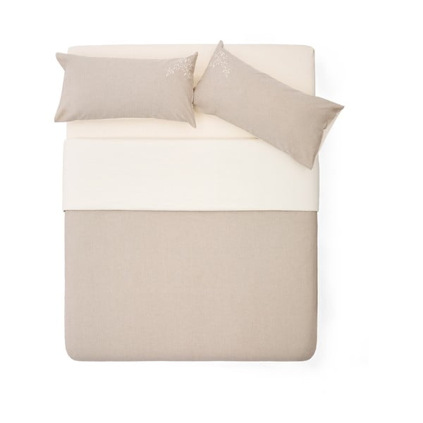 Béžové predĺžené obliečky na dvojlôžko z bavlneného perkálu 240x220 cm Sotela – Kave Home-image-2