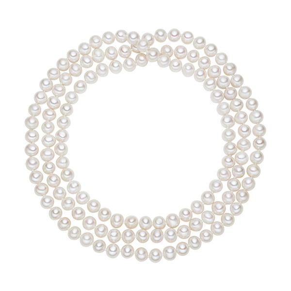 Biely perlový náhrdelník The Pacific Pearl Company Chakra Pearls, dĺžka 120 cm