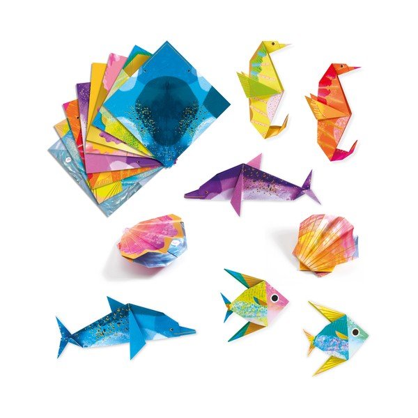 Súprava 24 origami papierov s návodom Djeco Neon Glam Sea-image-2