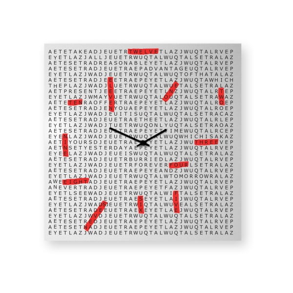 Nástenné hodiny dESIGNoBJECT.it Crosswords, 50 x 50 cm