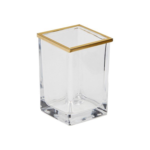 Sklenený téglik na zubné kefky v zlatej farbe Soanet – Kave Home