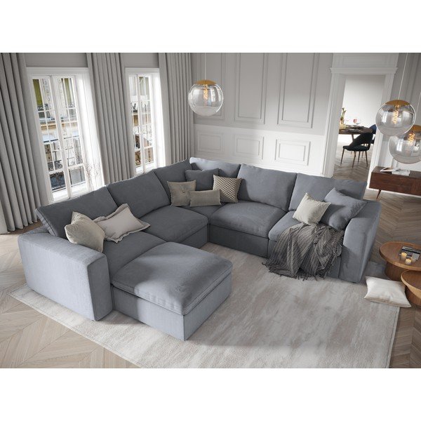 Sivá obojstranná rohová časť modulárnej menčestrovej pohovky Windsor & Co Sofas Galaxy-image-4