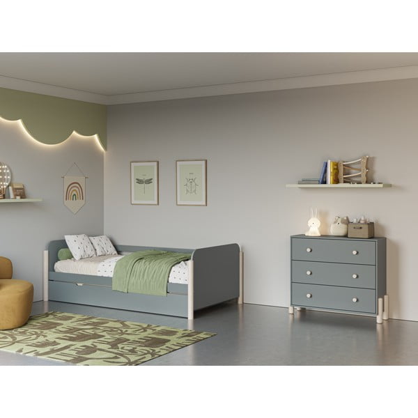 Detská komoda sivozelená z borovicového dreva 90x80x40 cm Enola – Marckeric-image-1