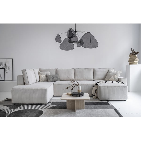 Biela menčestrová rozkladacia rohová pohovka (ľavý roh/do tvaru "U") Brave Dave – Miuform-image-1