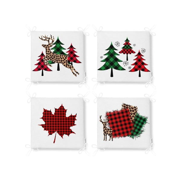 Sedáky v súprave 4 ks s vianočným motívom 40x40 cm Tartan – Mila Home