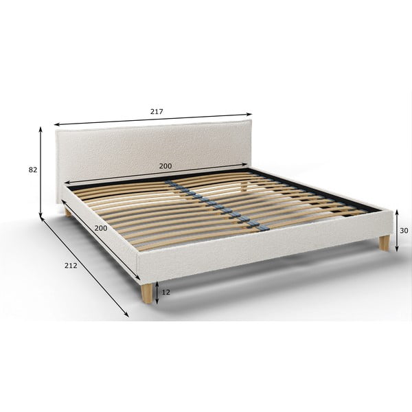 Krémová čalúnená dvojlôžková posteľ s roštom 200x200 cm Tina - Ropez-image-4