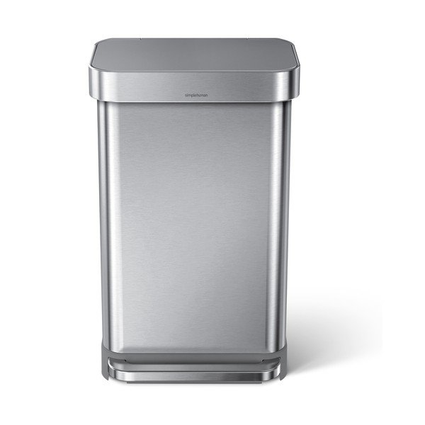Pedálový oceľový odpadkový kôš v striebornej farbe 45 l – simplehuman-image-2