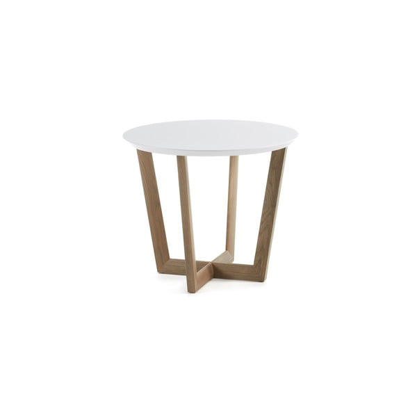 Odkladací stolík z dubového dreva s bielou doskou Kave Home Rondo, ⌀ 60 cm