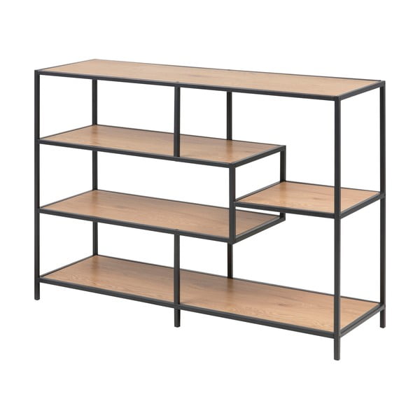 Čierna/prírodná knižnica v dekore duba 114x78 cm Seaford – Actona-image-2