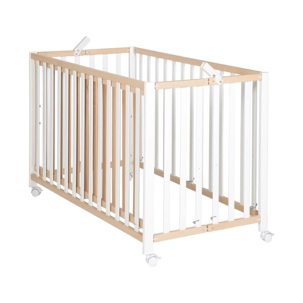 Skladacia postieľka na kolieskach v bielo-prírodnej farbe 60x120 cm Fold up – Roba