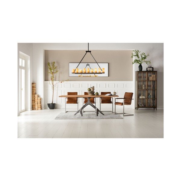 Hnedá kožená stolička s opierkami Kare Design Cantilever-image-4