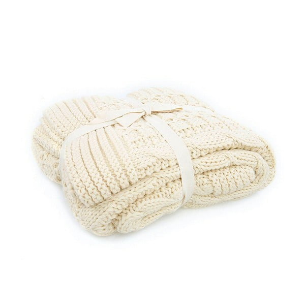 Pléd v krémovobielej farbe Teto, 170 × 130 cm-image-1