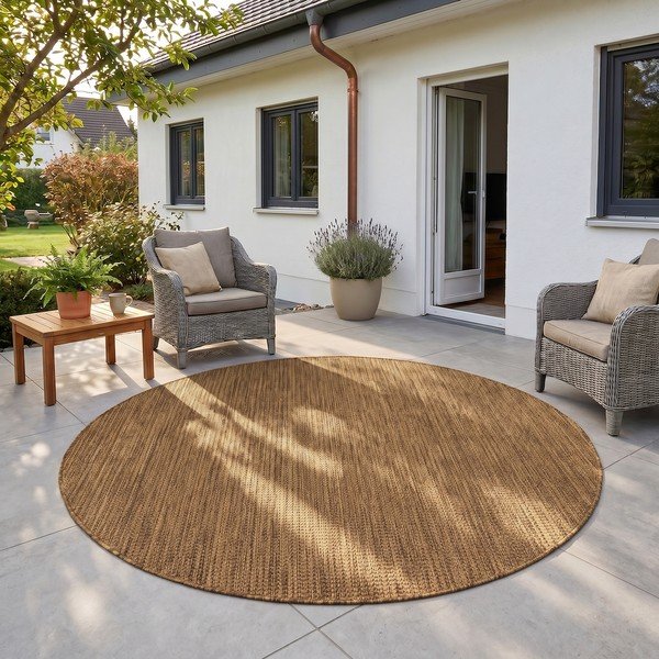 Hnedý okrúhly vnútorný a vonkajší koberec ø 120 cm Mira 1450 – Ayyildiz Carpets-image-1