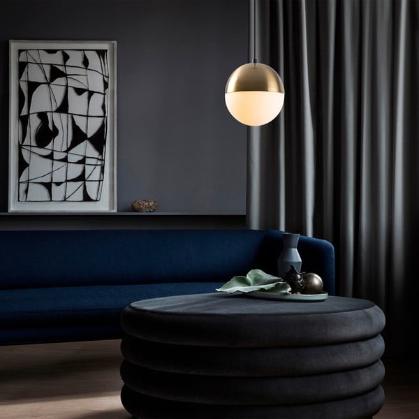 Závesné svietidlo v bielo-zlatej farbe so skleneným tienidlom ø 20 cm Bastos – Opviq lights-image-1