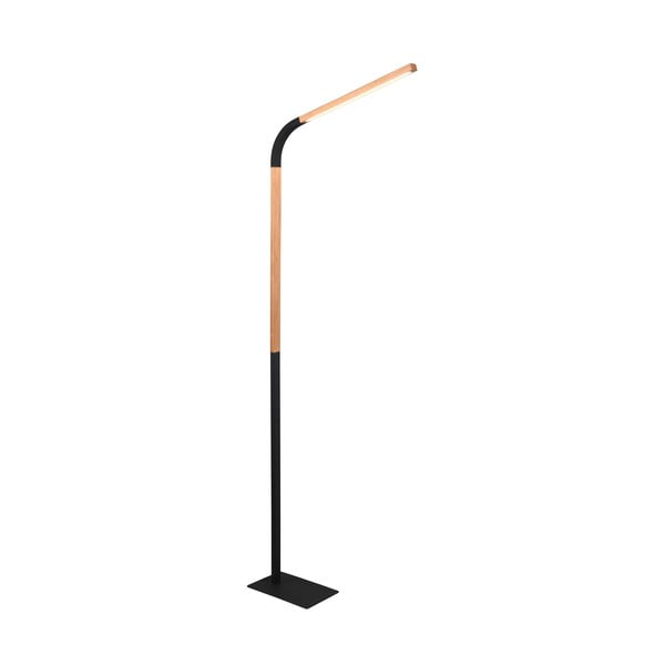 LED stojacia lampa v čiernej a prírodnej farbe s dreveným tienidlom (výška 169,5 cm) Norris – Trio-image-3