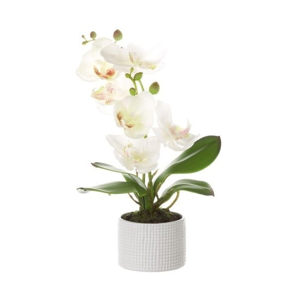 Biely kvetináč s umelou kvetinou Unimasa Orchidea
