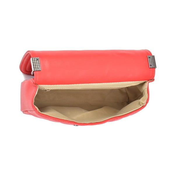 Červená kožená listová kabelka Isabella Rhea Mari-image-3