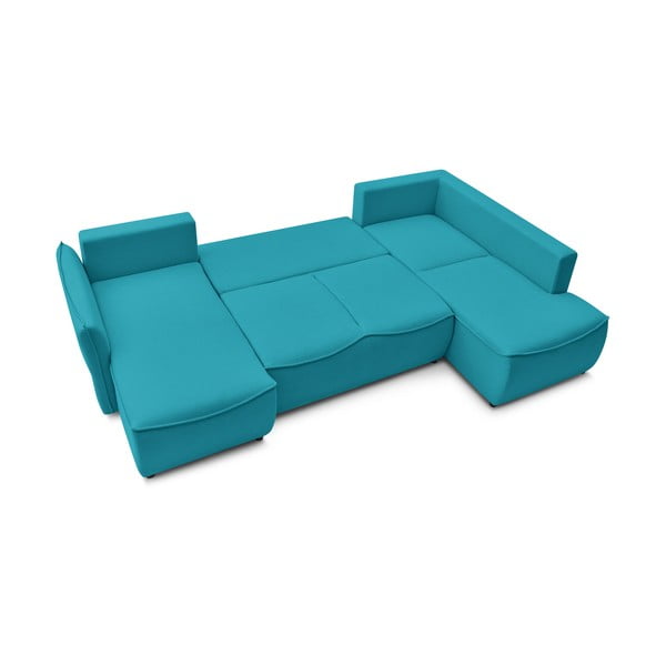 Tyrkysovomodrá rozkladacia rohová pohovka (pravý roh) Leon – Bobochic Paris-image-3