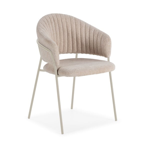 Béžové čalúnené jedálenské kreslá v súprave s podrúčkami 2 ks Leticia – Marckeric