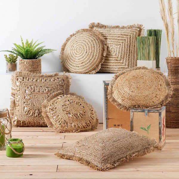 Jutový dekoračný vankúš ø 40 cm Tournicotti – douceur d'intérieur-image-1