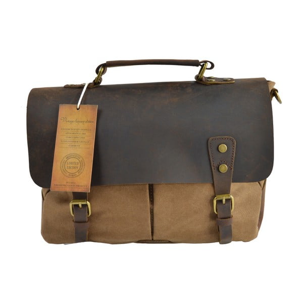 Taupe kožená taška Briefcase